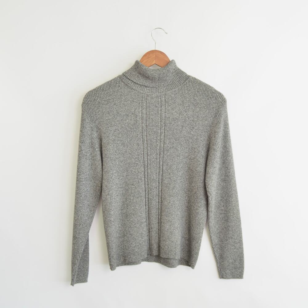 charcoal gray speckled pure cotton vintage liz claiborne sport turtleneck
